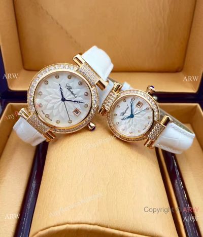 Replica Chopard Imperiale Diamond Bezel White Leather Watch - Buy Copy